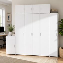 Storage Cabinet White 70x42.5x225 cm Engineered Wood Tall Cupboard Unit