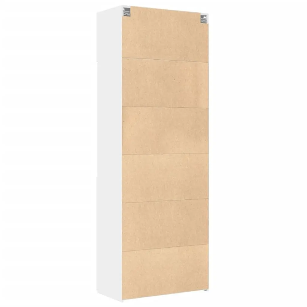 Storage Cabinet White Tall Engineered Wood Cupboard Vertical Space Saving
