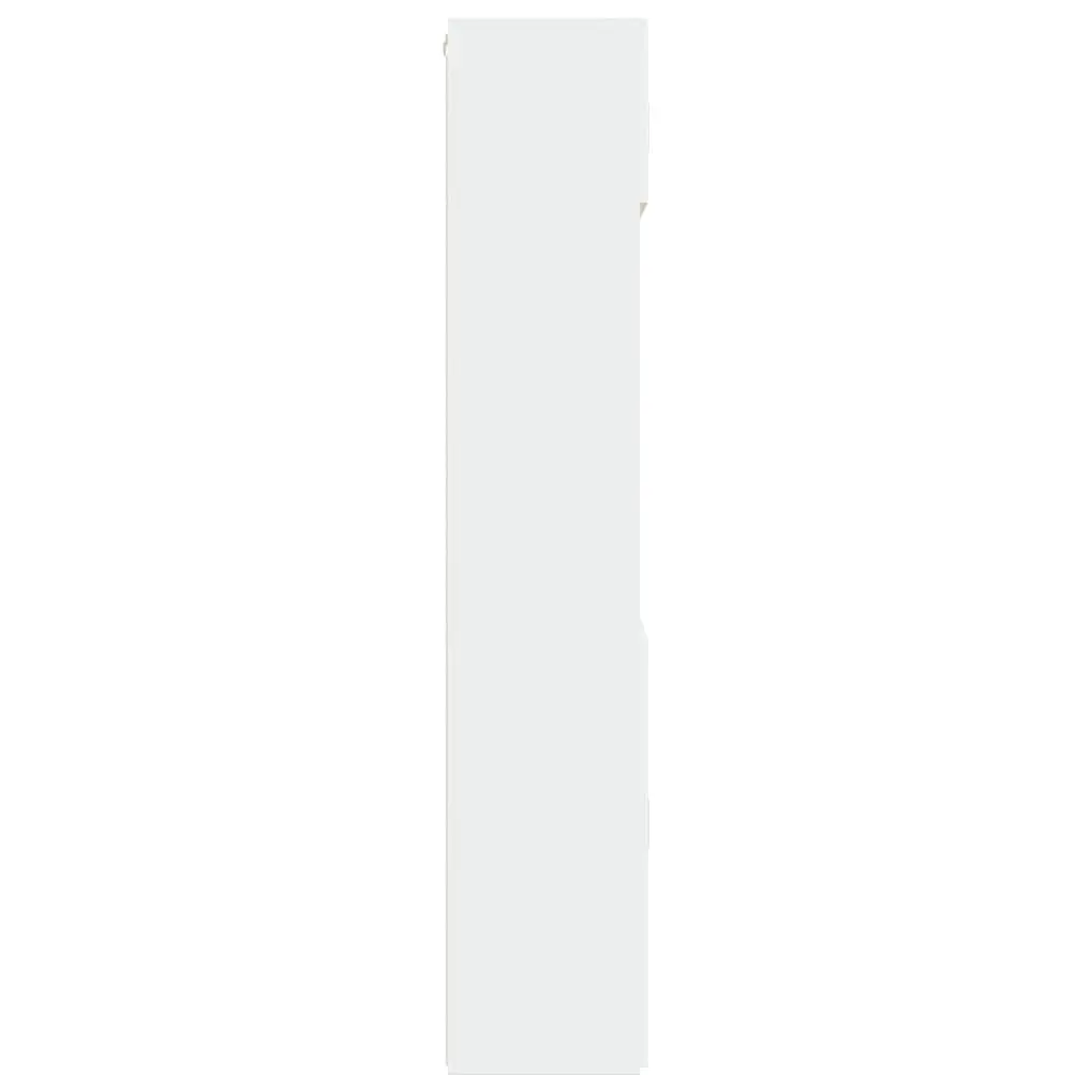 Storage Cabinet White Tall Engineered Wood Cupboard Vertical Space Saving
