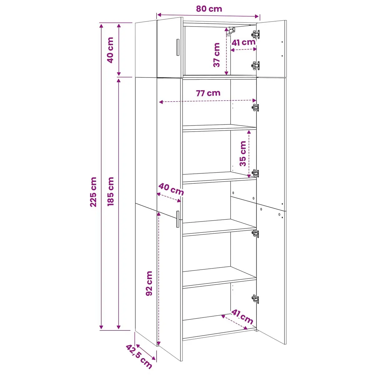 Storage Cabinet Tall White Engineered Wood Furniture for Bathroom Living Room