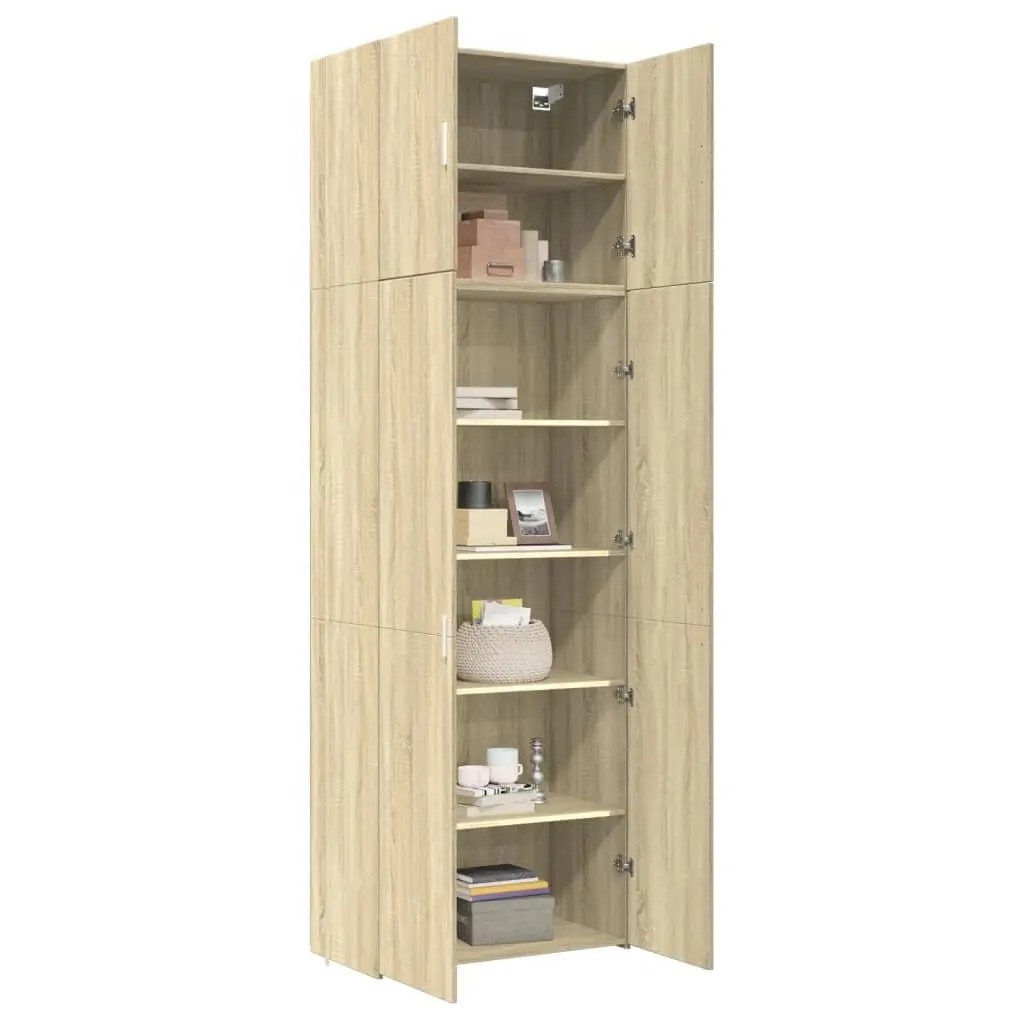 Highboard Storage Cabinet Brown Engineered Wood Sonoma Oak Shelves Doors