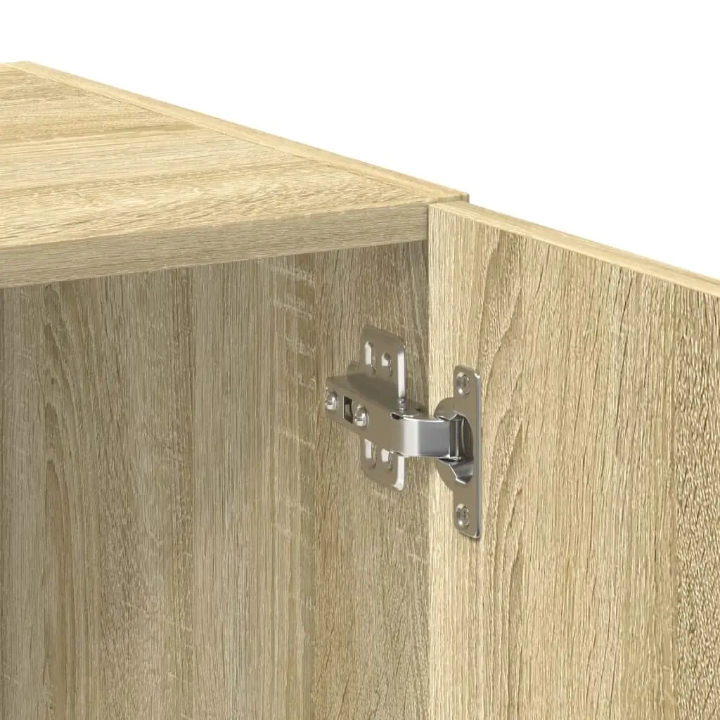 Highboard Storage Cabinet Brown Engineered Wood Sonoma Oak Shelves Doors