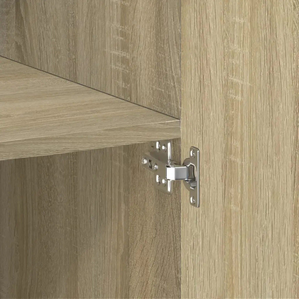 Highboard Storage Cabinet Brown Engineered Wood Sonoma Oak Shelves Doors