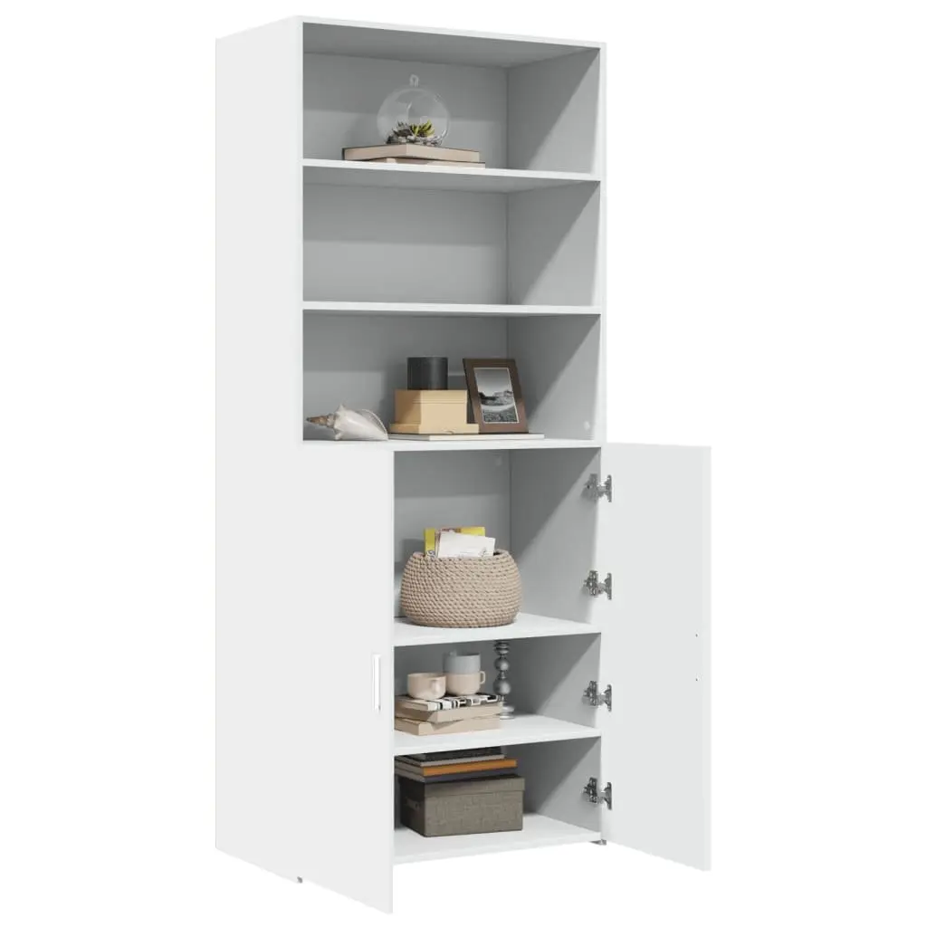 Highboard Storage Cabinet Engineered Wood 80x42.5x185cm White