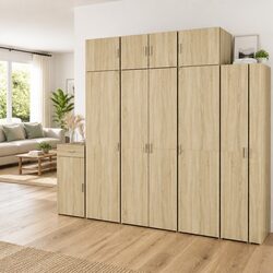 Highboard Storage Cabinet Brown Engineered Wood Sideboard Bedroom Living Room