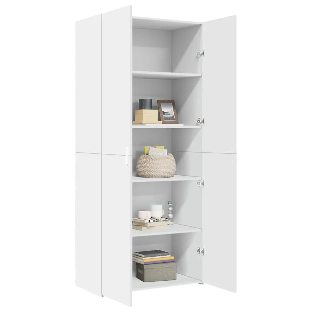 Highboard Storage Cabinet Engineered Wood White Bedroom Living Room