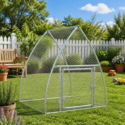 Small Animal Rabbit Hutch Walk In Enclosure Silver Galvanised Steel Cage