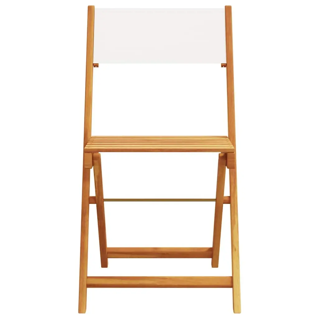 3 Piece Outdoor Bistro Set Foldable White Solid Acacia Wood Garden Patio Furniture Table Chairs