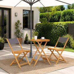3 Piece Bistro Set Anthracite Outdoor Garden Patio Furniture Solid Wood Foldable