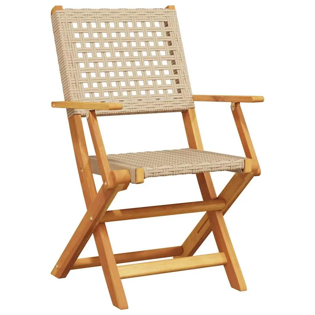 Outdoor Bistro Set 3 Piece Beige Garden Furniture Foldable Table Chairs