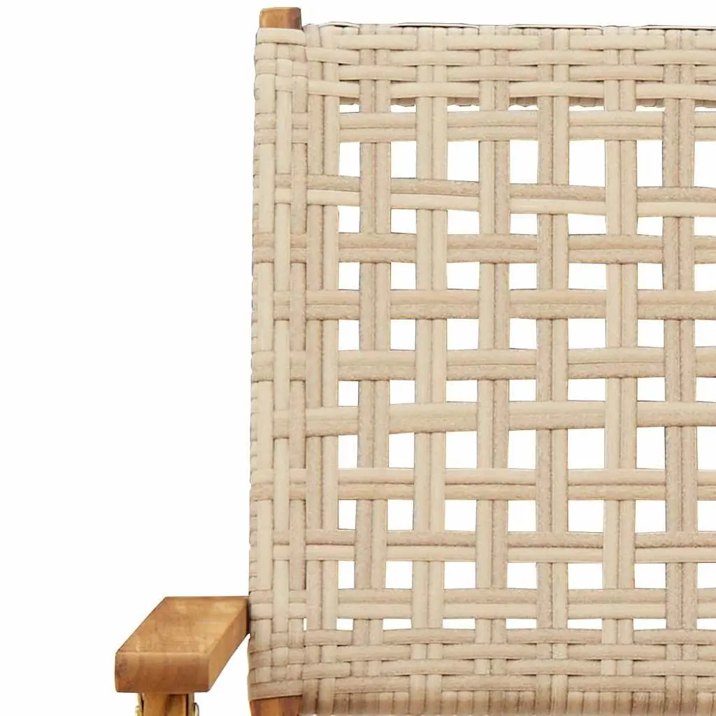 Outdoor Bistro Set 3 Piece Beige Garden Furniture Foldable Table Chairs