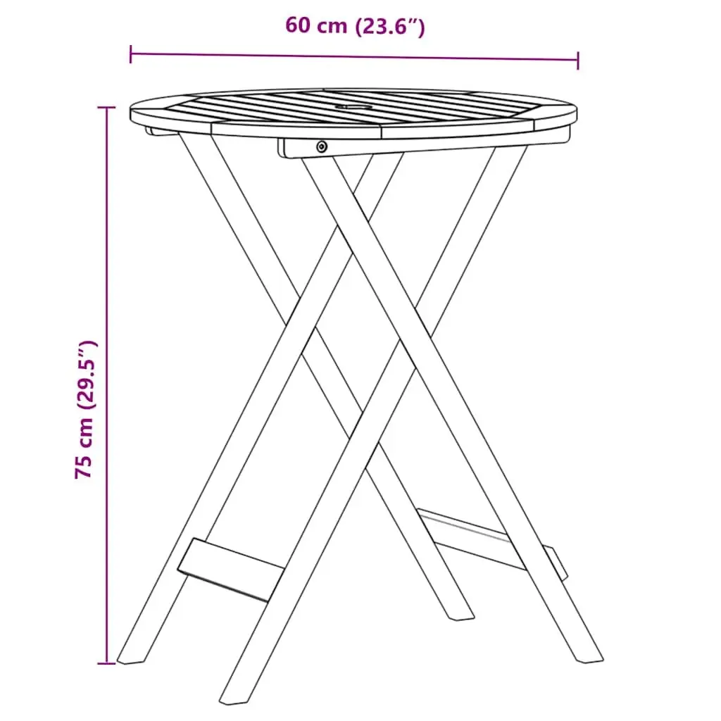 3 Piece Outdoor Bistro Set Anthracite Foldable Garden Furniture Solid Wood Patio