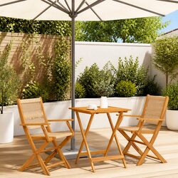 3 Piece Bistro Set Beige Outdoor Garden Furniture Folding Table Chairs Acacia