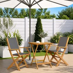 3 Piece Bistro Set Anthracite Outdoor Garden Furniture Foldable Wooden Chairs