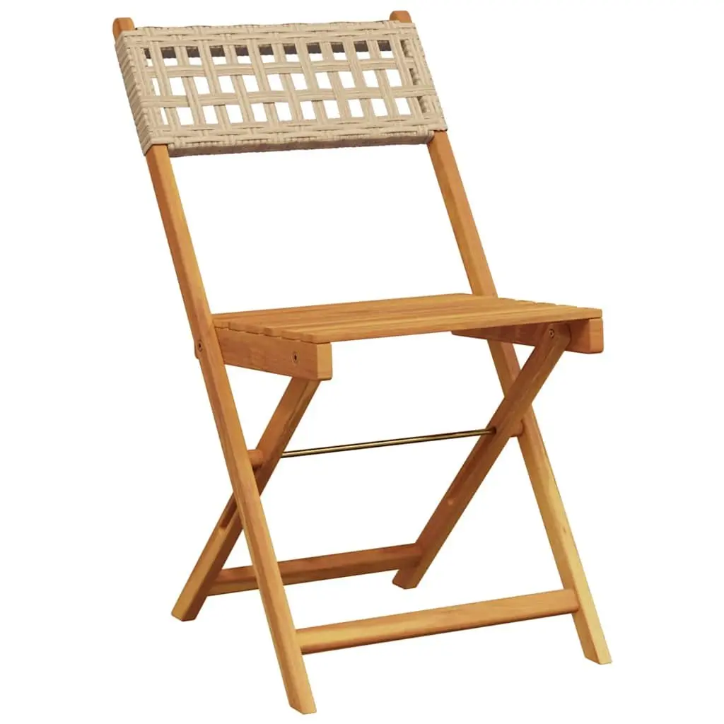 Outdoor Bistro Set 3 Piece Garden Furniture Foldable Table Chairs Beige