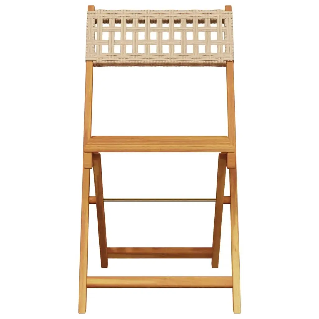 Outdoor Bistro Set 3 Piece Garden Furniture Foldable Table Chairs Beige