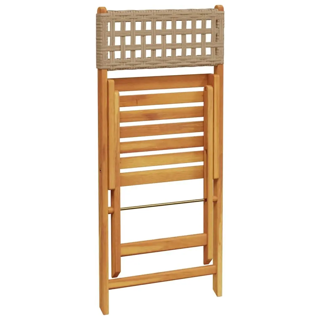 Outdoor Bistro Set 3 Piece Garden Furniture Foldable Table Chairs Beige