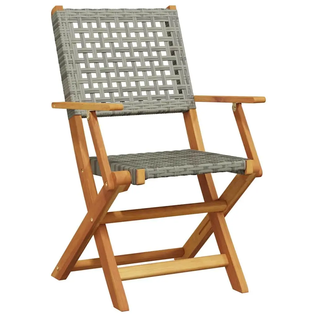 3 Piece Bistro Set Grey Poly Rattan Outdoor Furniture Garden Patio Dining Table