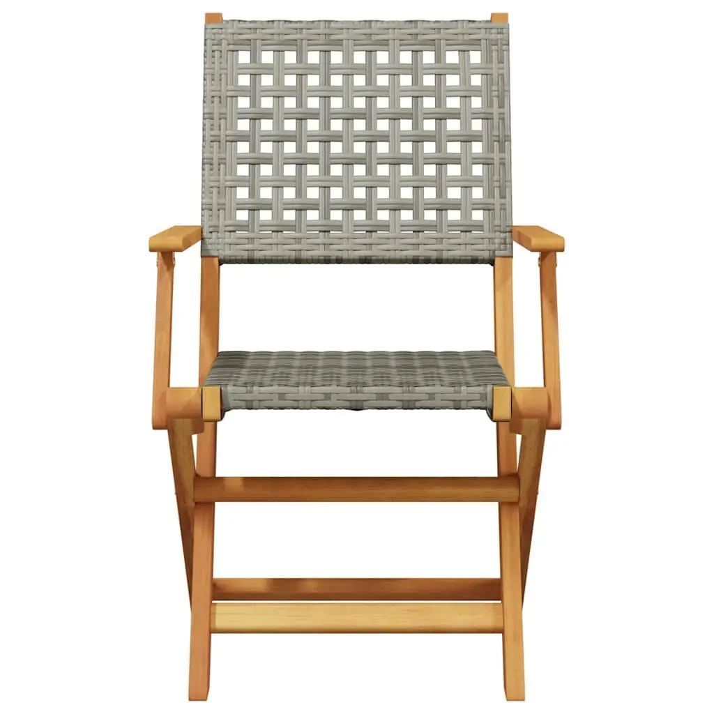 3 Piece Bistro Set Grey Poly Rattan Outdoor Furniture Garden Patio Dining Table
