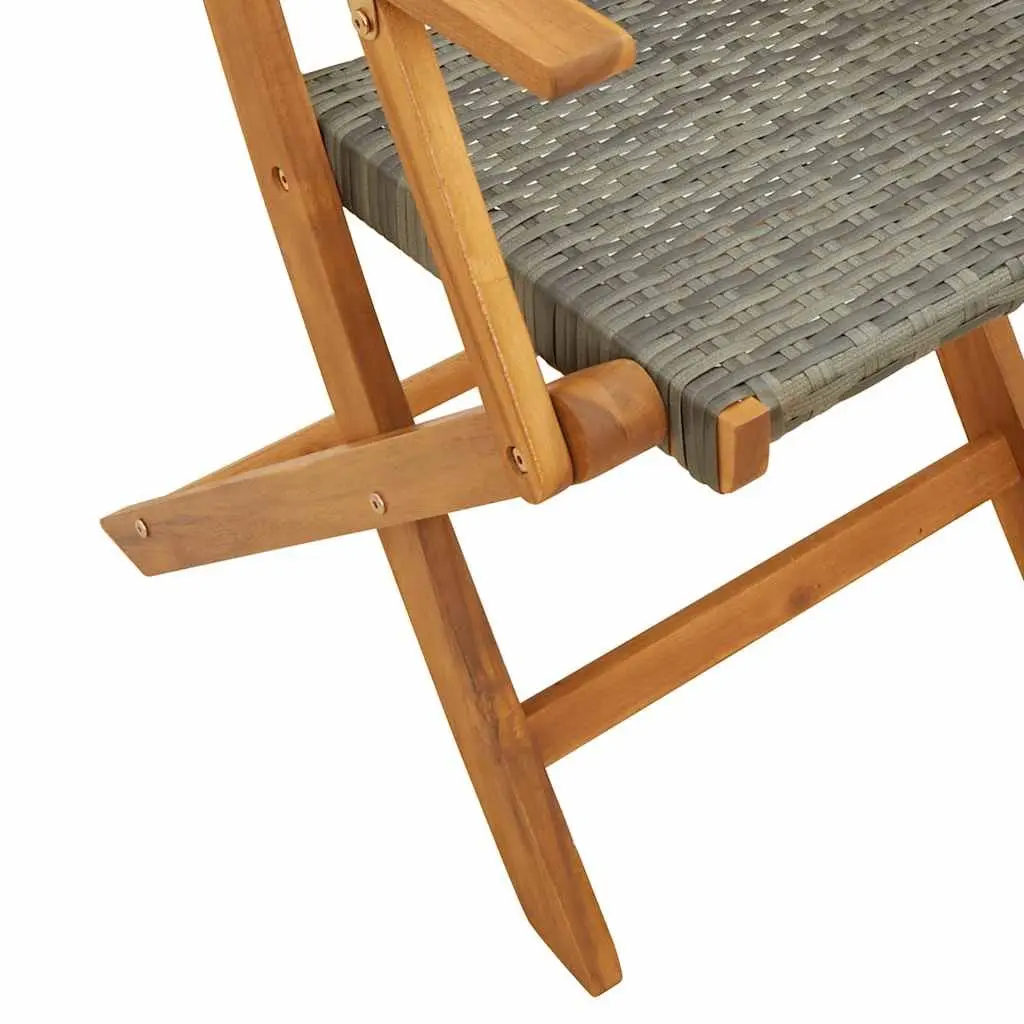 3 Piece Bistro Set Grey Poly Rattan Outdoor Furniture Garden Patio Dining Table