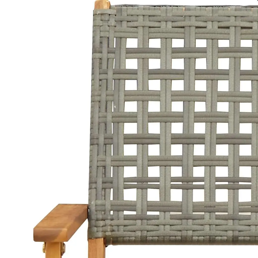3 Piece Bistro Set Grey Poly Rattan Outdoor Furniture Garden Patio Dining Table
