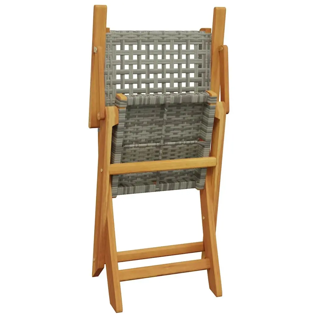 3 Piece Bistro Set Grey Poly Rattan Outdoor Furniture Garden Patio Dining Table