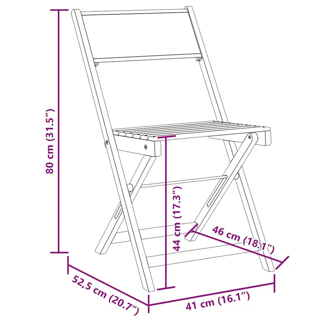 3 Piece Bistro Set Outdoor Garden Furniture White Solid Wood Foldable Chairs