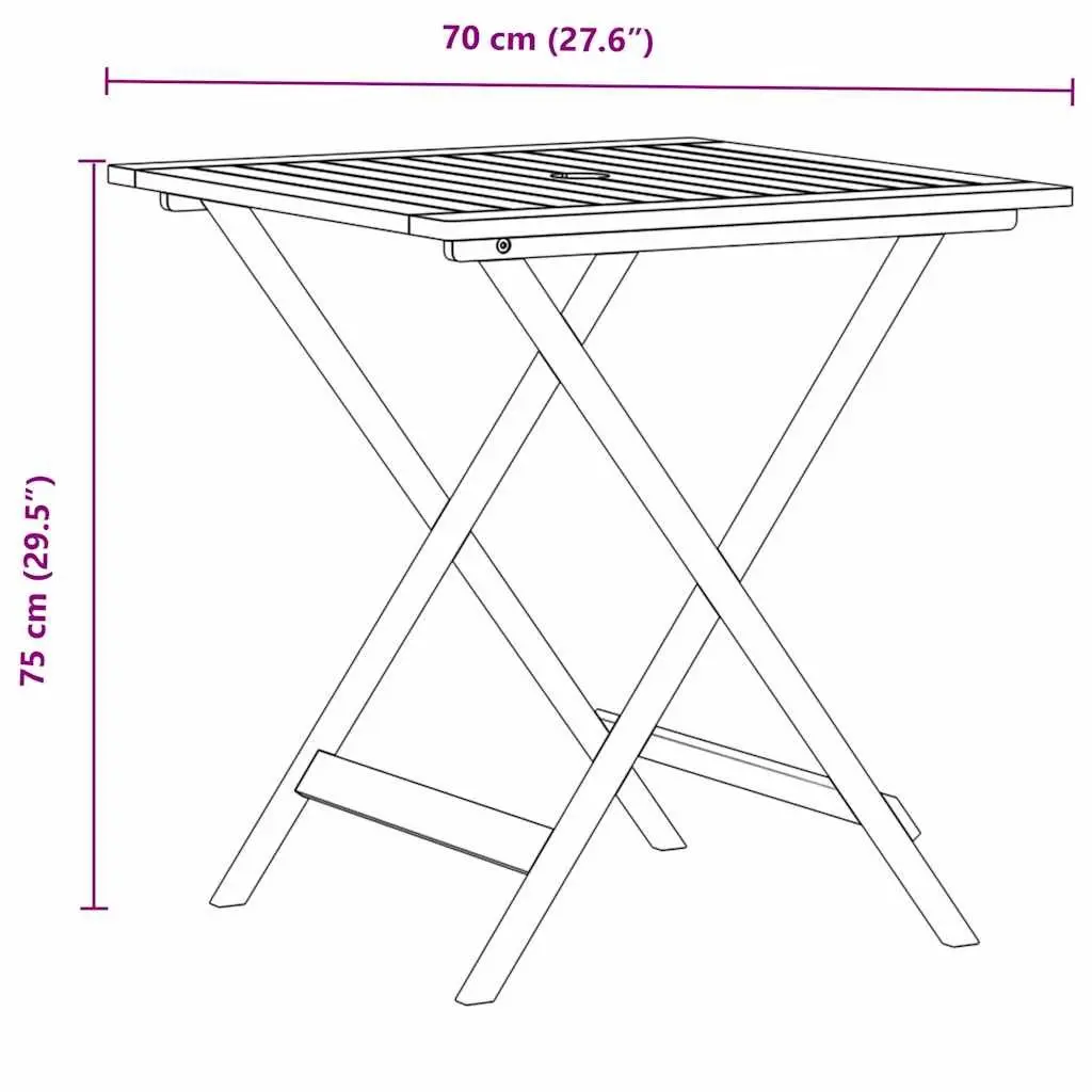 3 Piece Bistro Set Outdoor Garden Furniture White Solid Wood Foldable Chairs