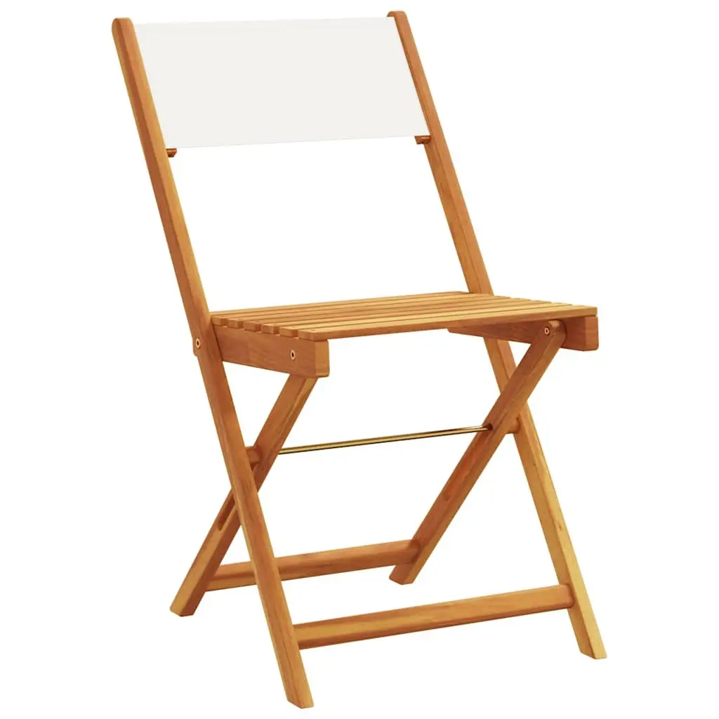3 Piece Bistro Set Outdoor Garden Furniture White Solid Wood Foldable Chairs