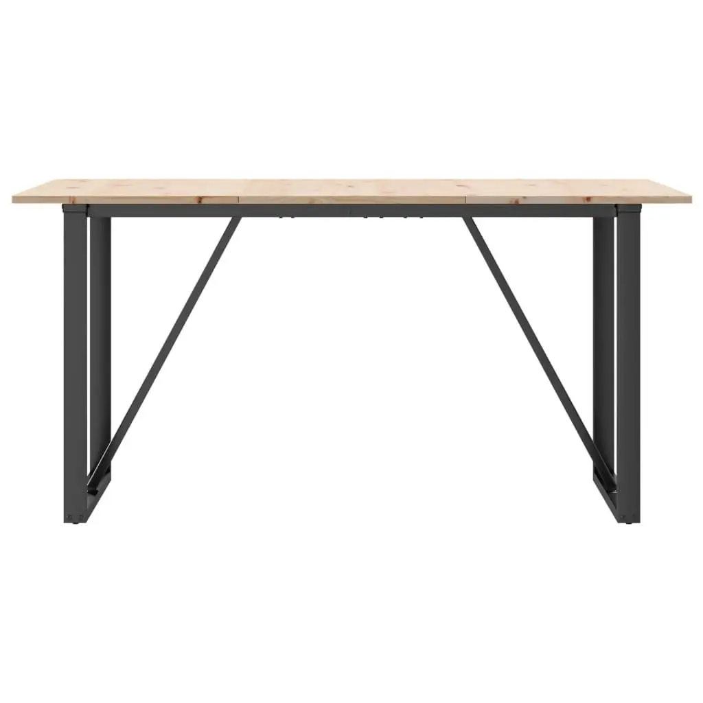 Dining Table O-Frame Solid Wood Pine Steel 140x80x75 cm Brown