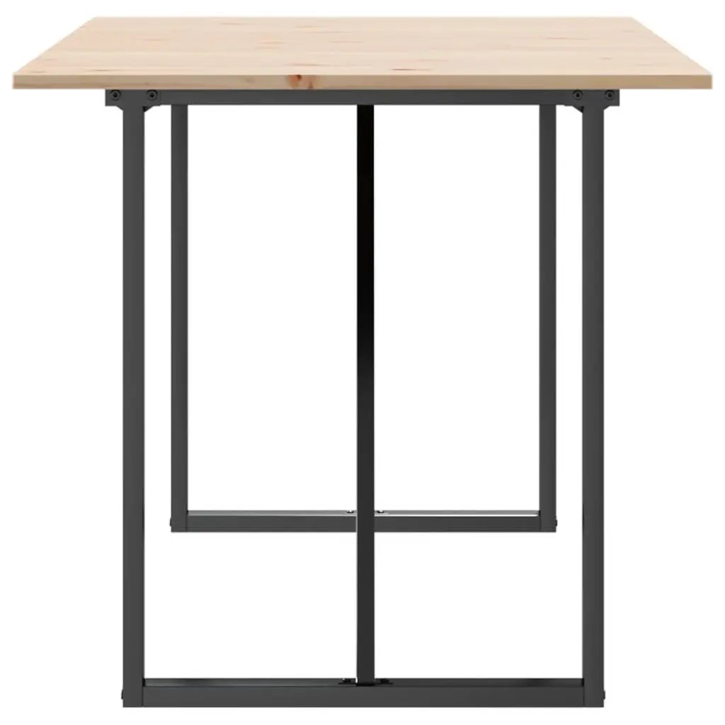 Dining Table O-Frame Solid Wood Pine Steel 140x80x75 cm Brown