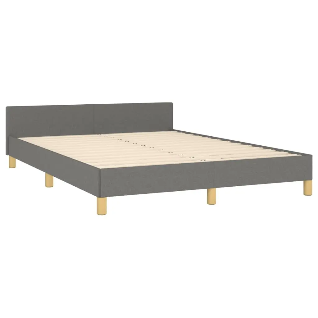 Double Bed Frame Grey Fabric 137x187 cm with Adjustable Headboard