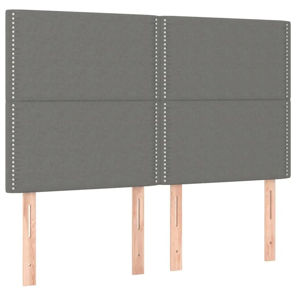 Double Bed Frame Grey Fabric 137x187 cm with Adjustable Headboard
