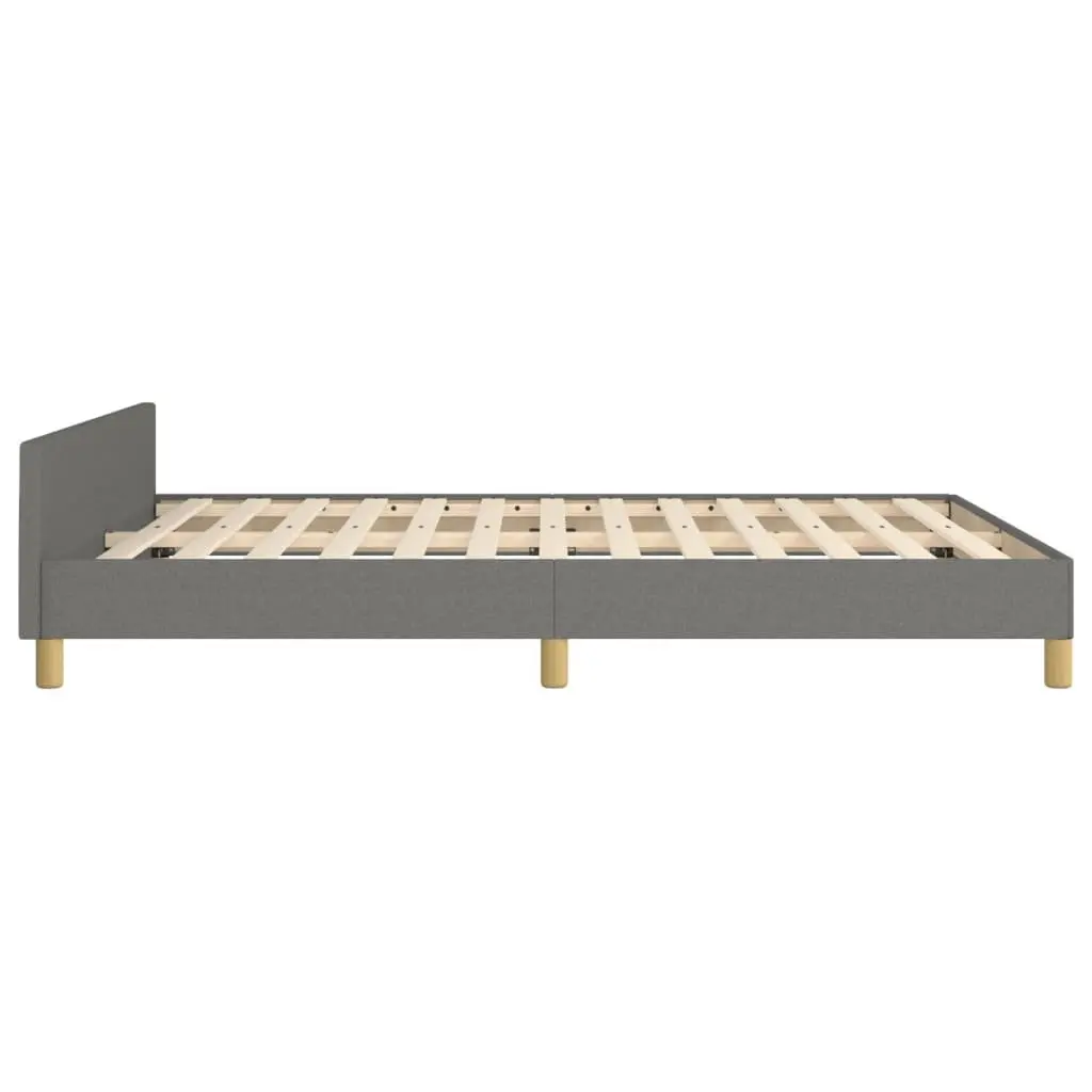 Double Bed Frame Grey Fabric Upholstered Headboard 137x187cm