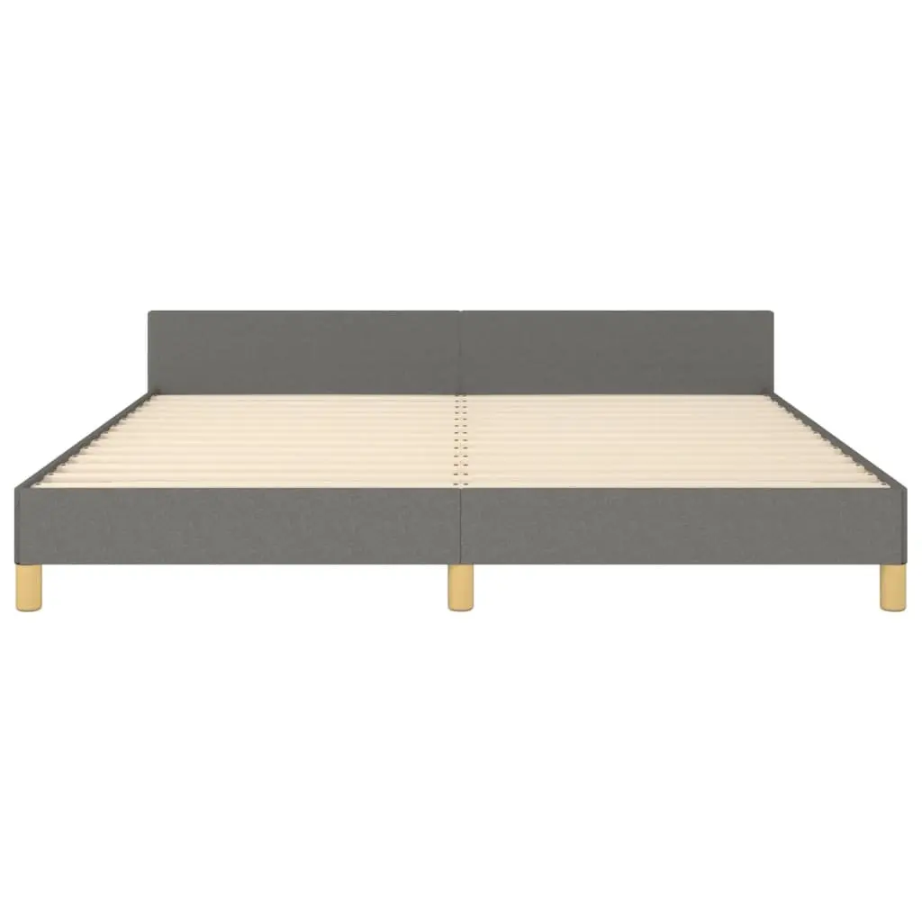 Queen Bed Frame Grey Fabric Headboard 152x203cm Bedroom Furniture No Mattress