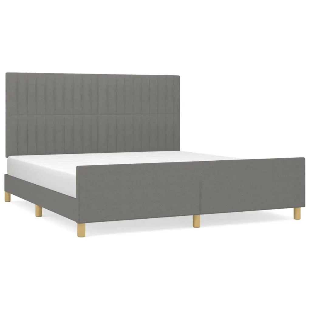 Queen Bed Frame Grey Fabric Headboard 152x203cm Bedroom Furniture without