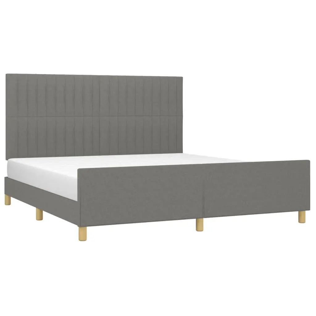 Queen Bed Frame Grey Fabric Headboard 152x203cm Bedroom Furniture without