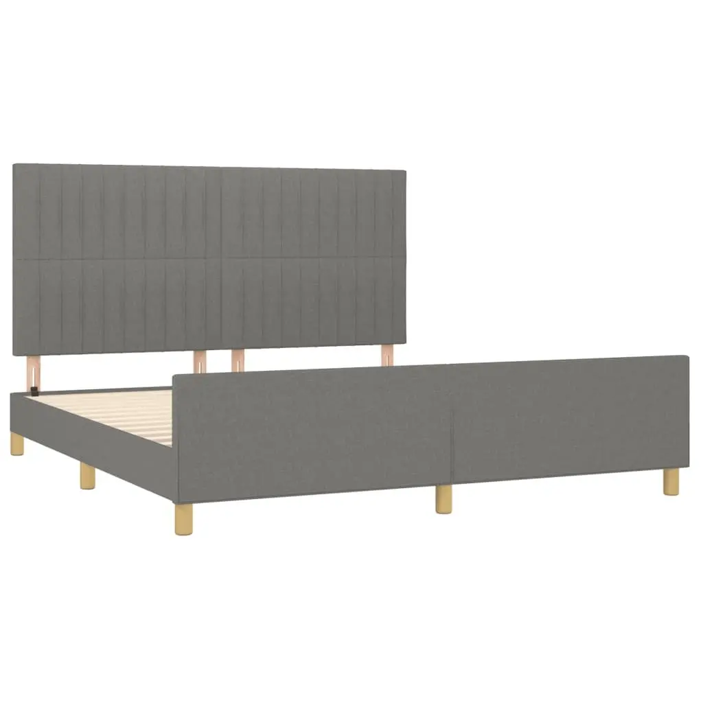 Queen Bed Frame Grey Fabric Headboard 152x203cm Bedroom Furniture without