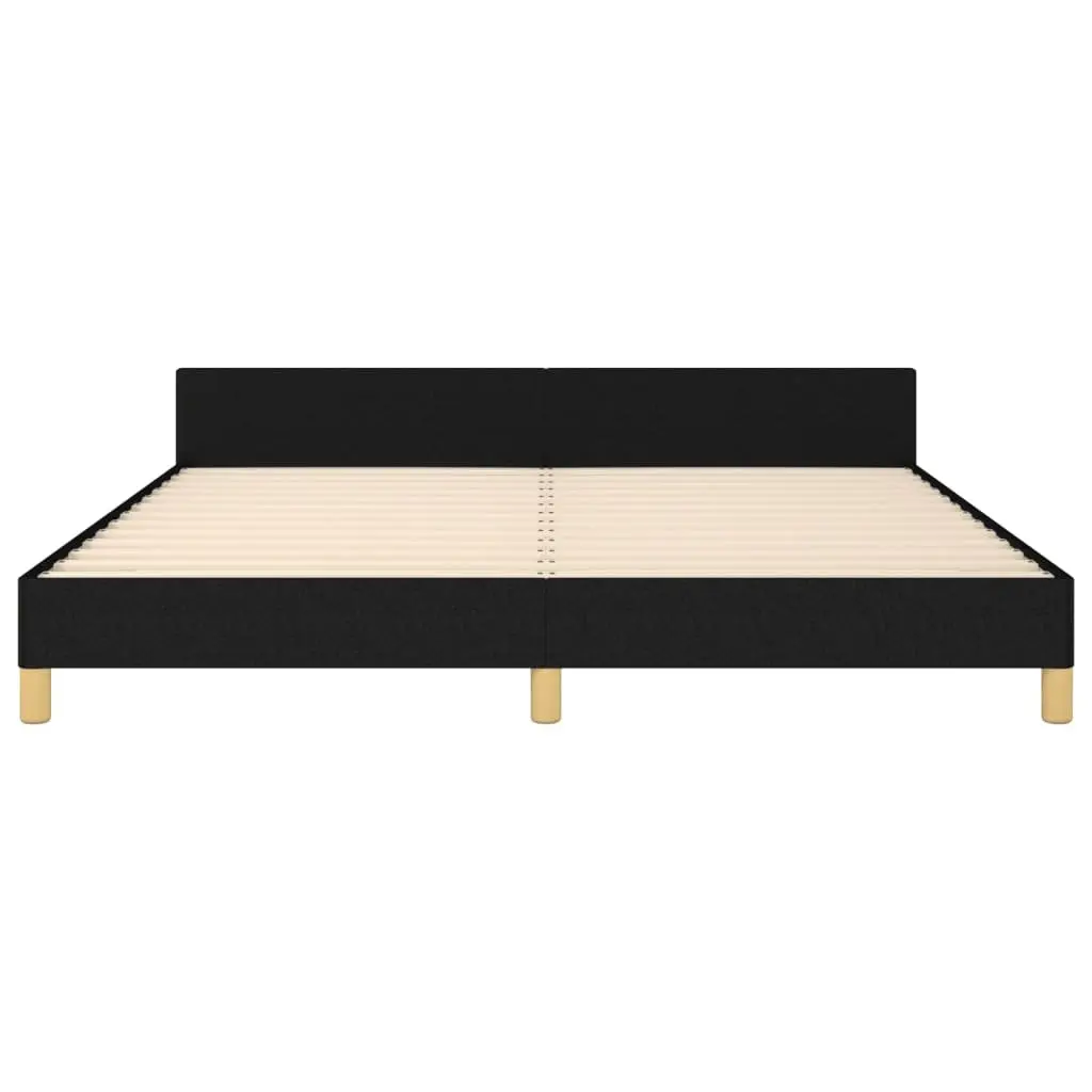 Bed Frame with Headboard Fabric 152x203 cm Black