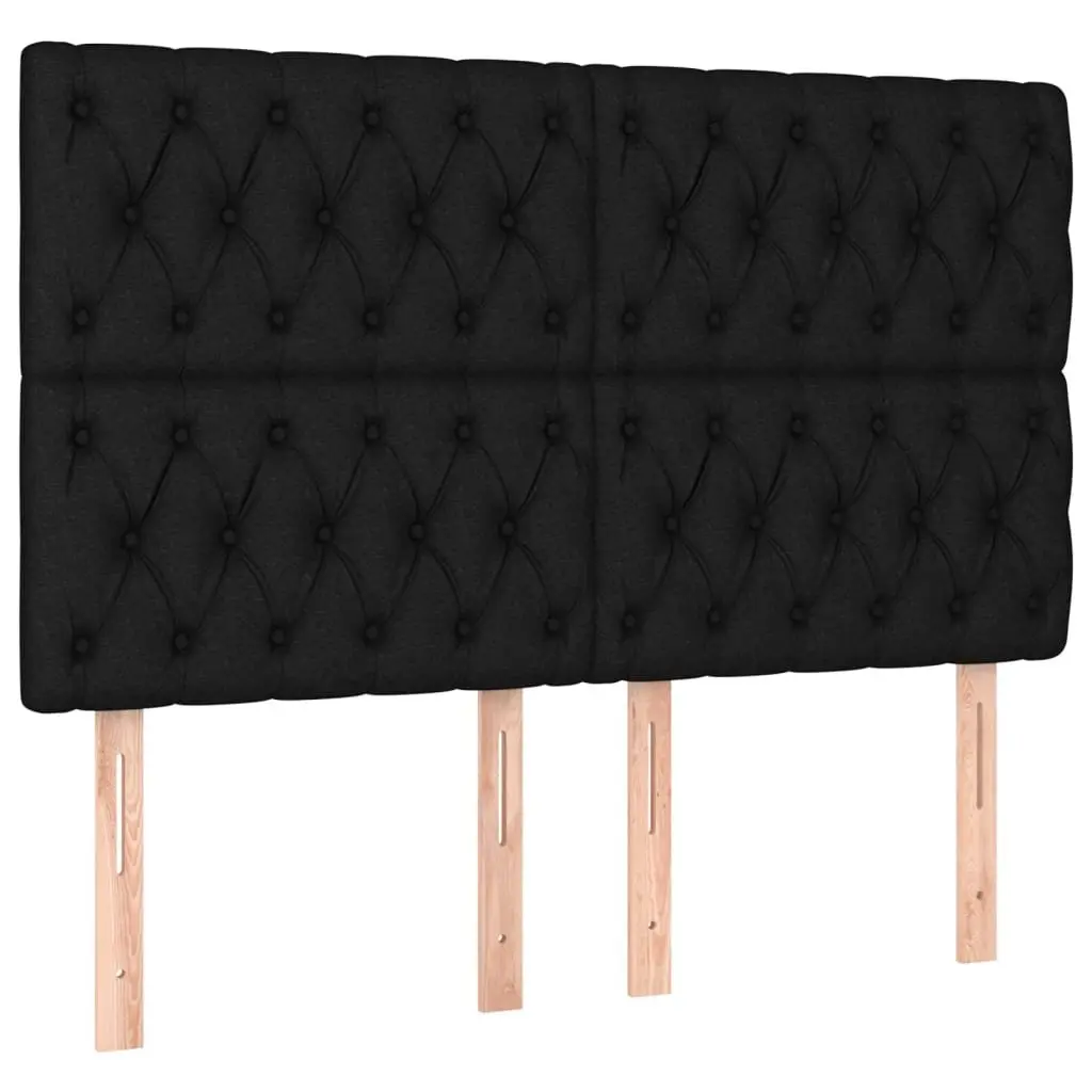 Bed Frame with Headboard Fabric 152x203 cm Black