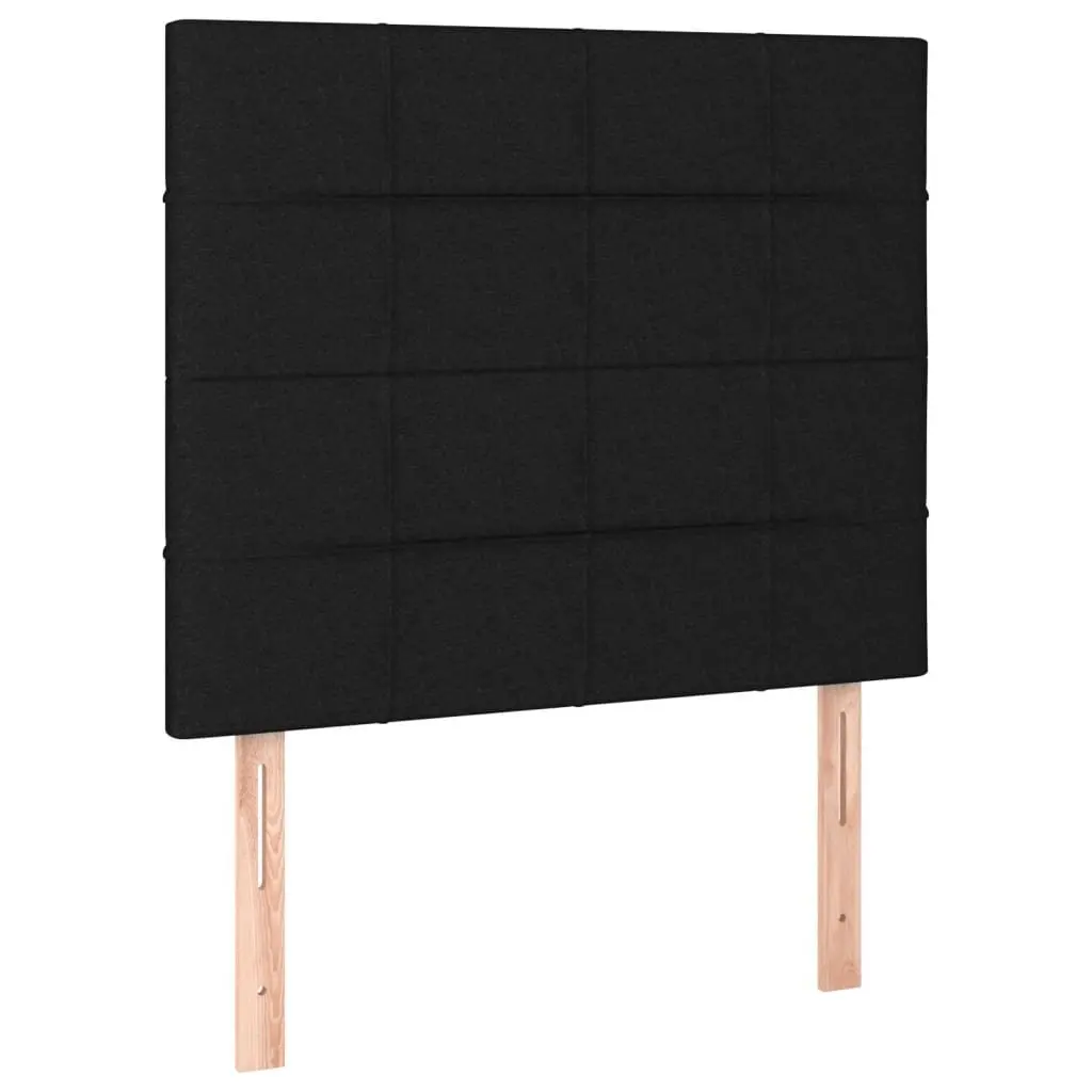 King Single Bed Frame Black 107x203cm Fabric Headboard Adjustable Height Support