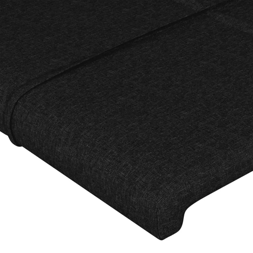 King Single Bed Frame Black 107x203cm Fabric Headboard Adjustable Height Support