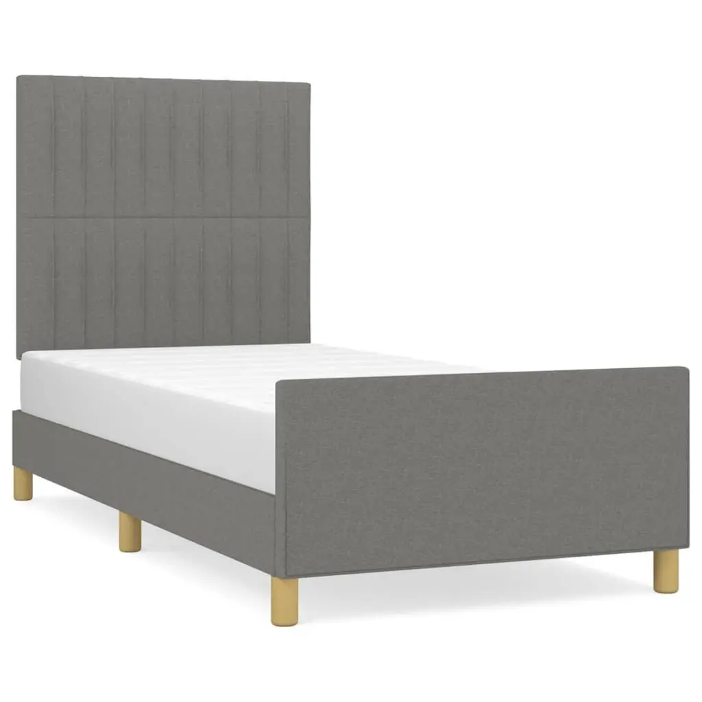 Bed Frame Adjustable Headboard King Single Size Grey Fabric 107x203 cm