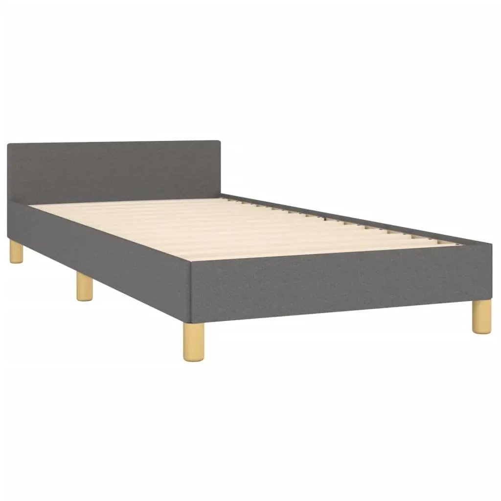 King Single Bed Frame with Headboard Grey Fabric 107x203 cm Bedroom Furniture
