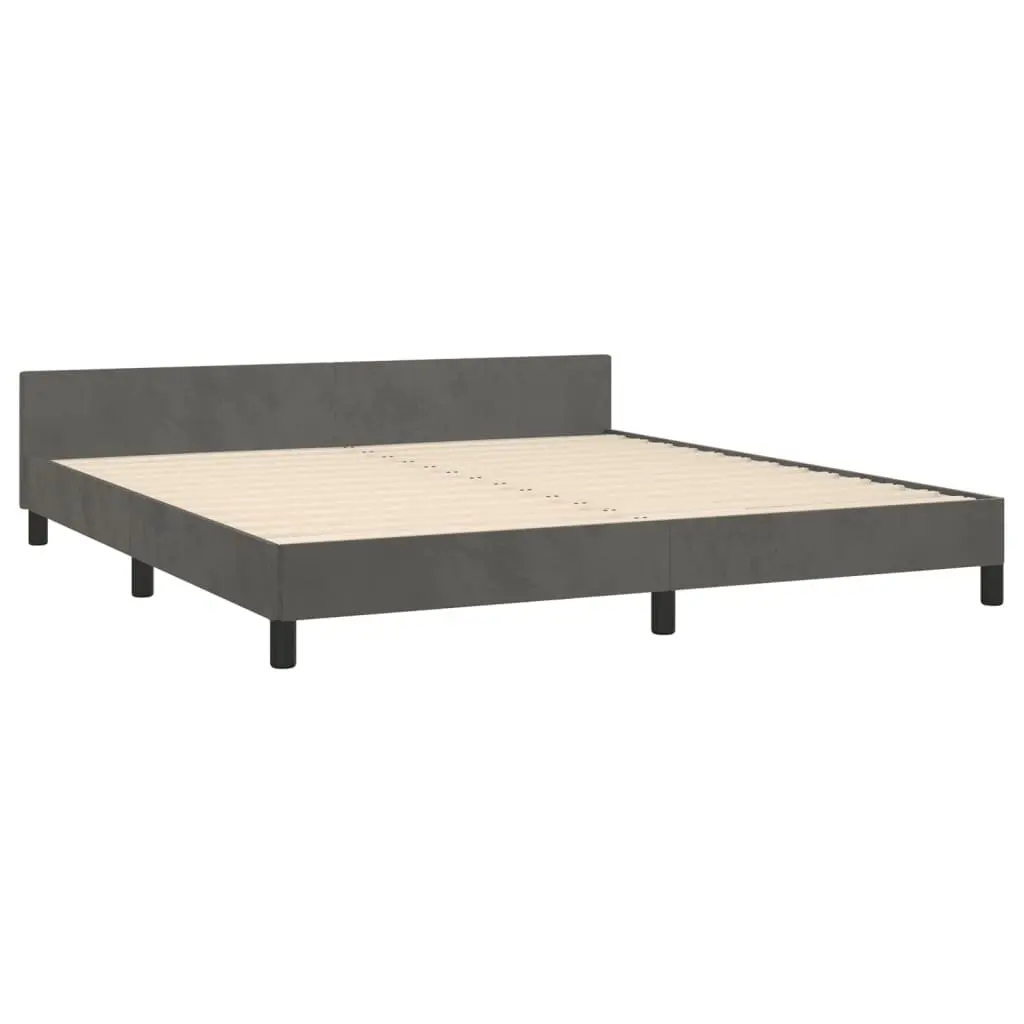 Bed Frame with Headboard Soft Velvet Dark Grey 152x203cm