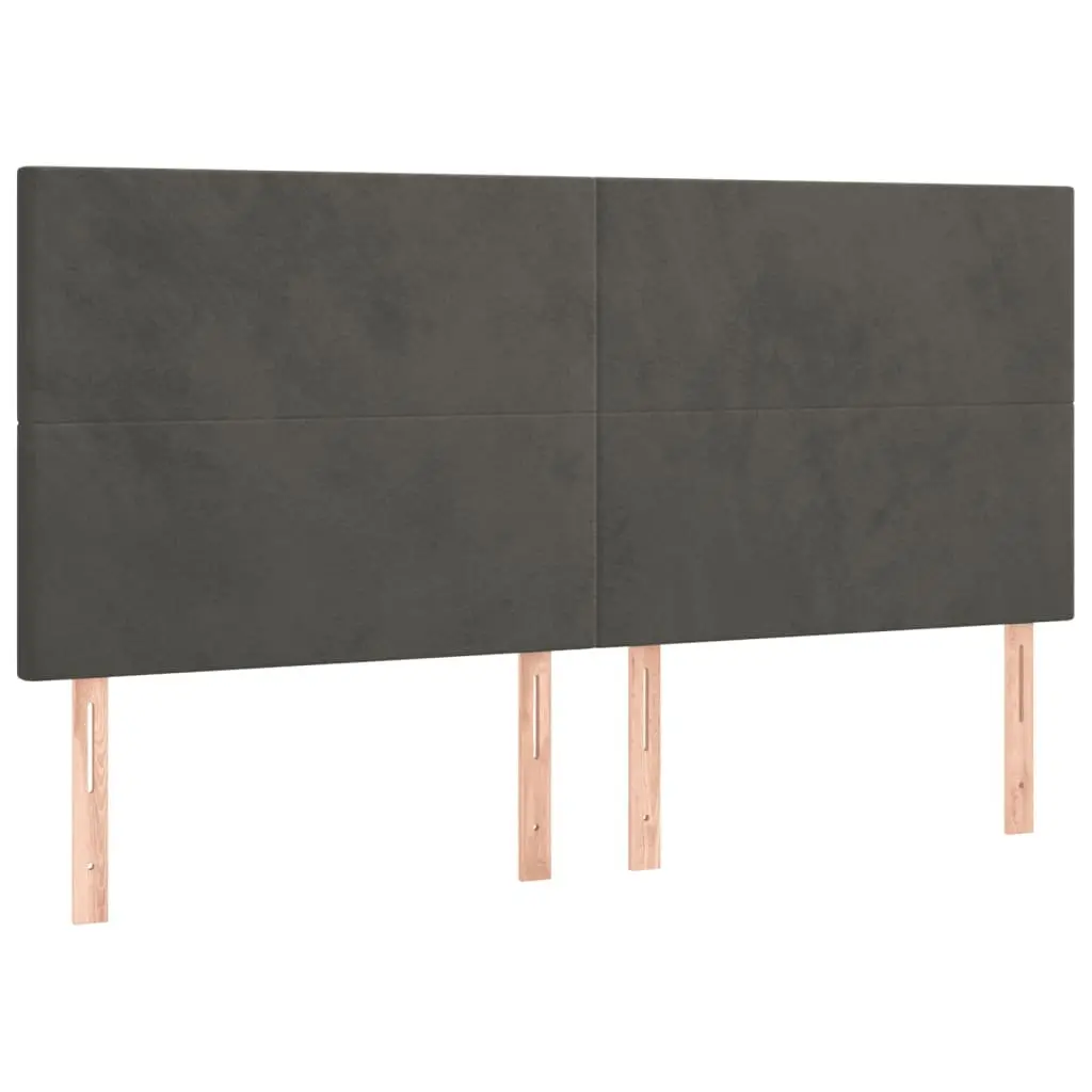 Bed Frame with Headboard Soft Velvet Dark Grey 152x203cm