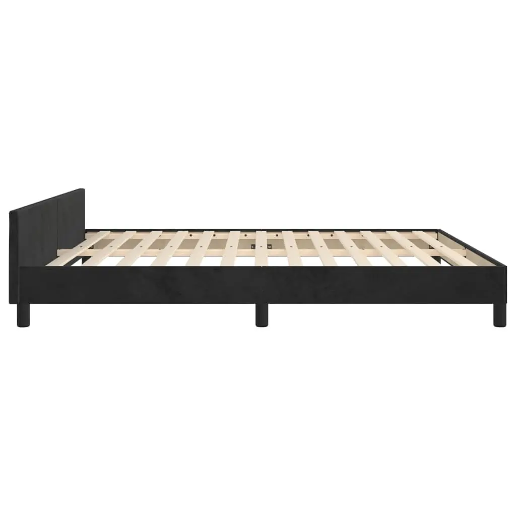 Queen Bed Frame Adjustable Height Black Velvet 152x203cm Plywood Slats