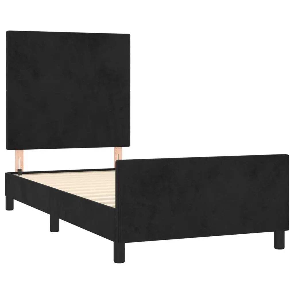 King Single Bed Frame Black Velvet Headboard 107x203 cm Bedroom Furniture