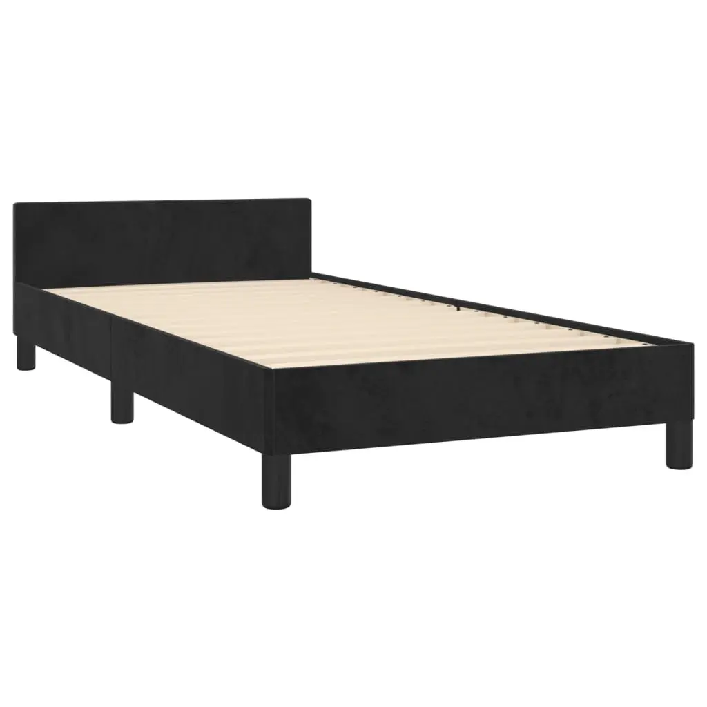 King Single Bed Frame Black Velvet Headboard 107x203 cm Bedroom Furniture