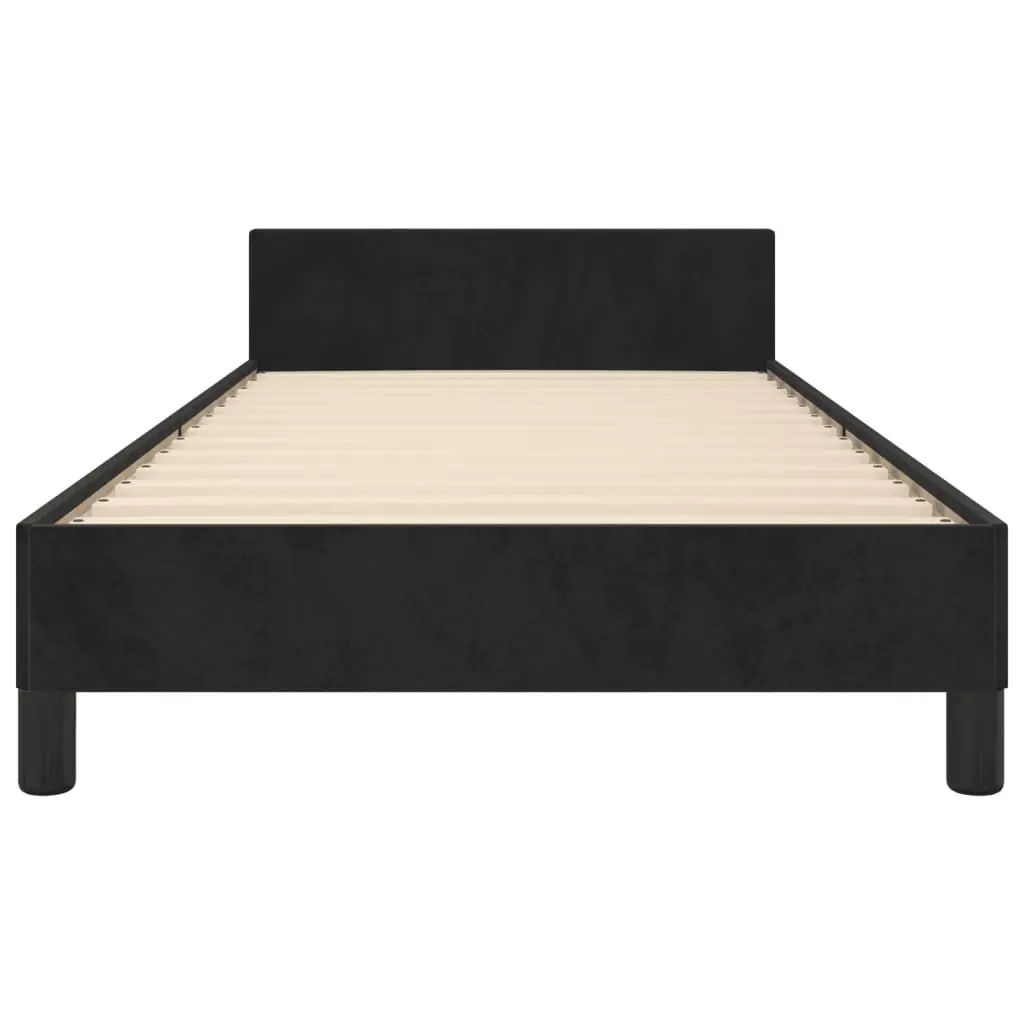King Single Bed Frame Black Velvet Headboard 107x203 cm Bedroom Furniture